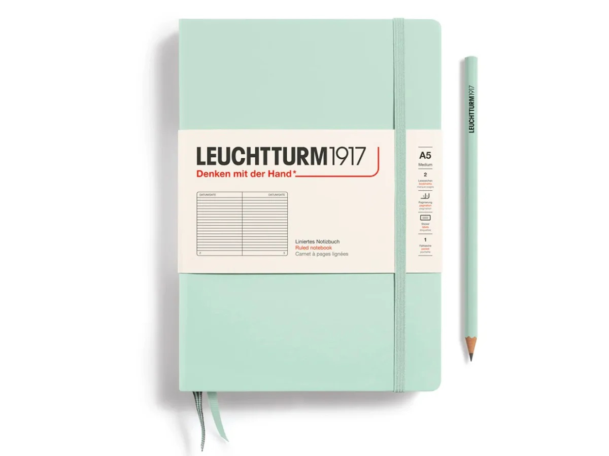 Carnet de notes Leuchtturm A5 à couverture rigide - vert d'eau - pages lignées – Image 4