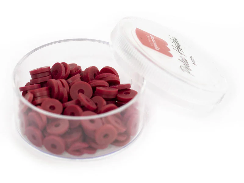 Boite de perles rondelles heishi 6 mm - Rouge marsala