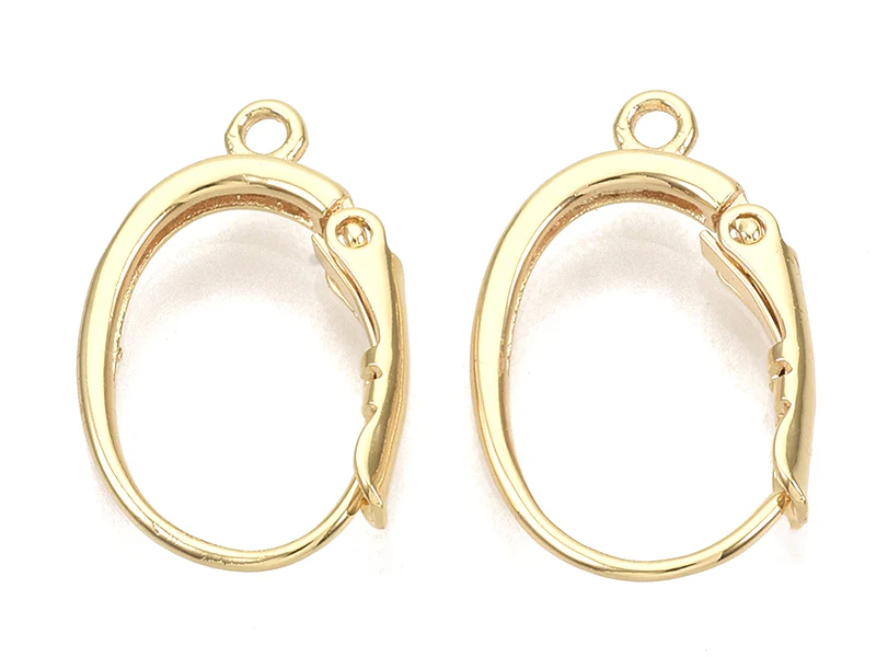 Boucles d'oreilles dormeuses avec boucle - doré à l'or fin 18k - 20,5 mm