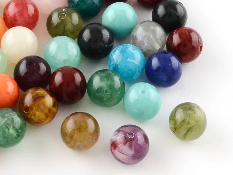 50 perles en plastique imitation pierres naturelles - multicolore - 8 mm – Image 2