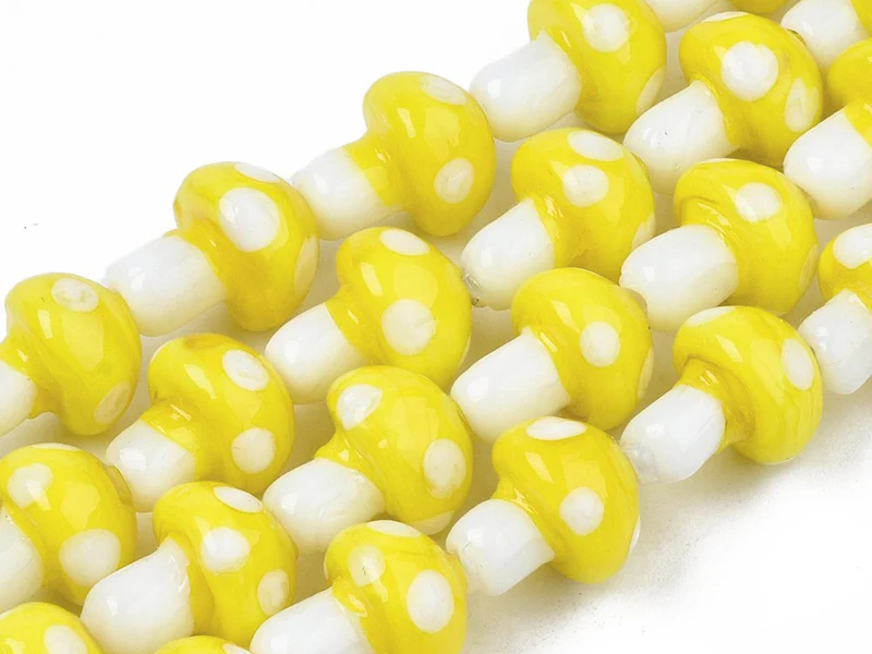 Perle champignon - Jaune et blanc
