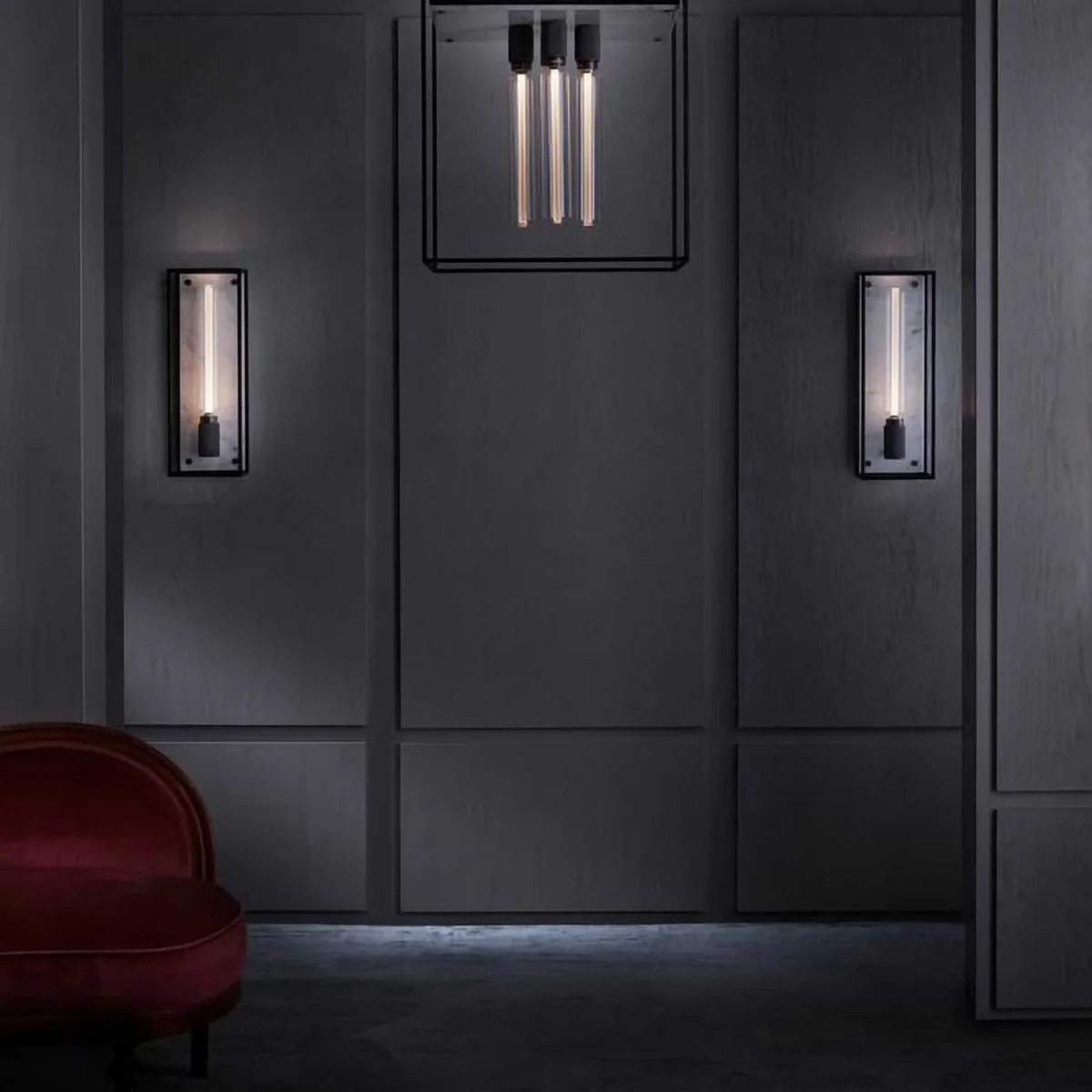 Caged Ceiling Large - Plafonnier design cage acier et marbre – Image 3