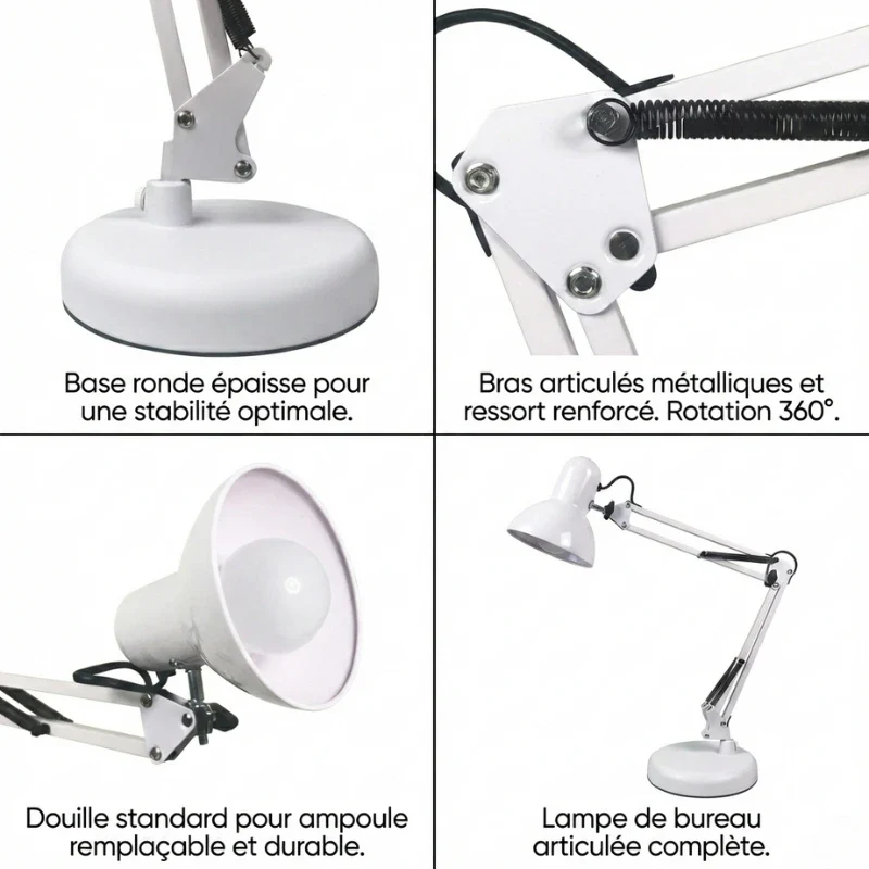 Lampe de Bureau Articulée Blanche – Image 6