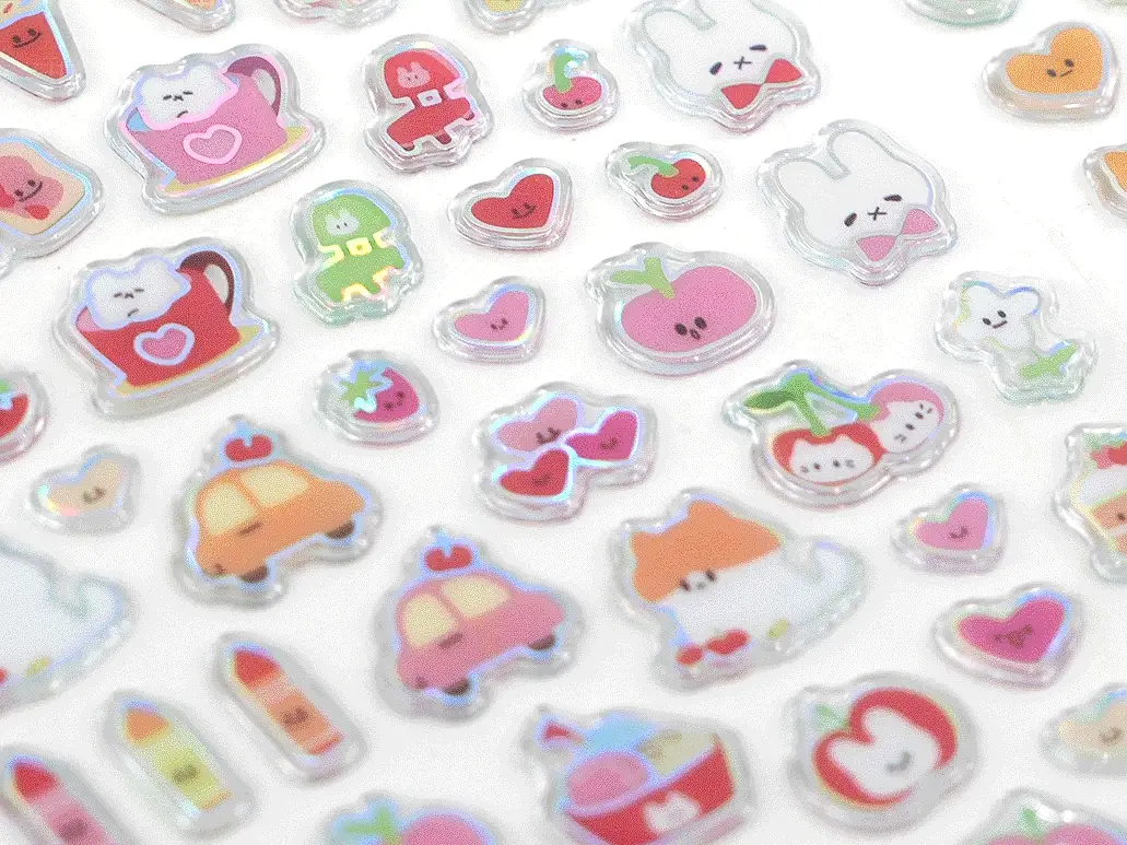 Mini stickers épais coréens - pomme rouge – Image 4